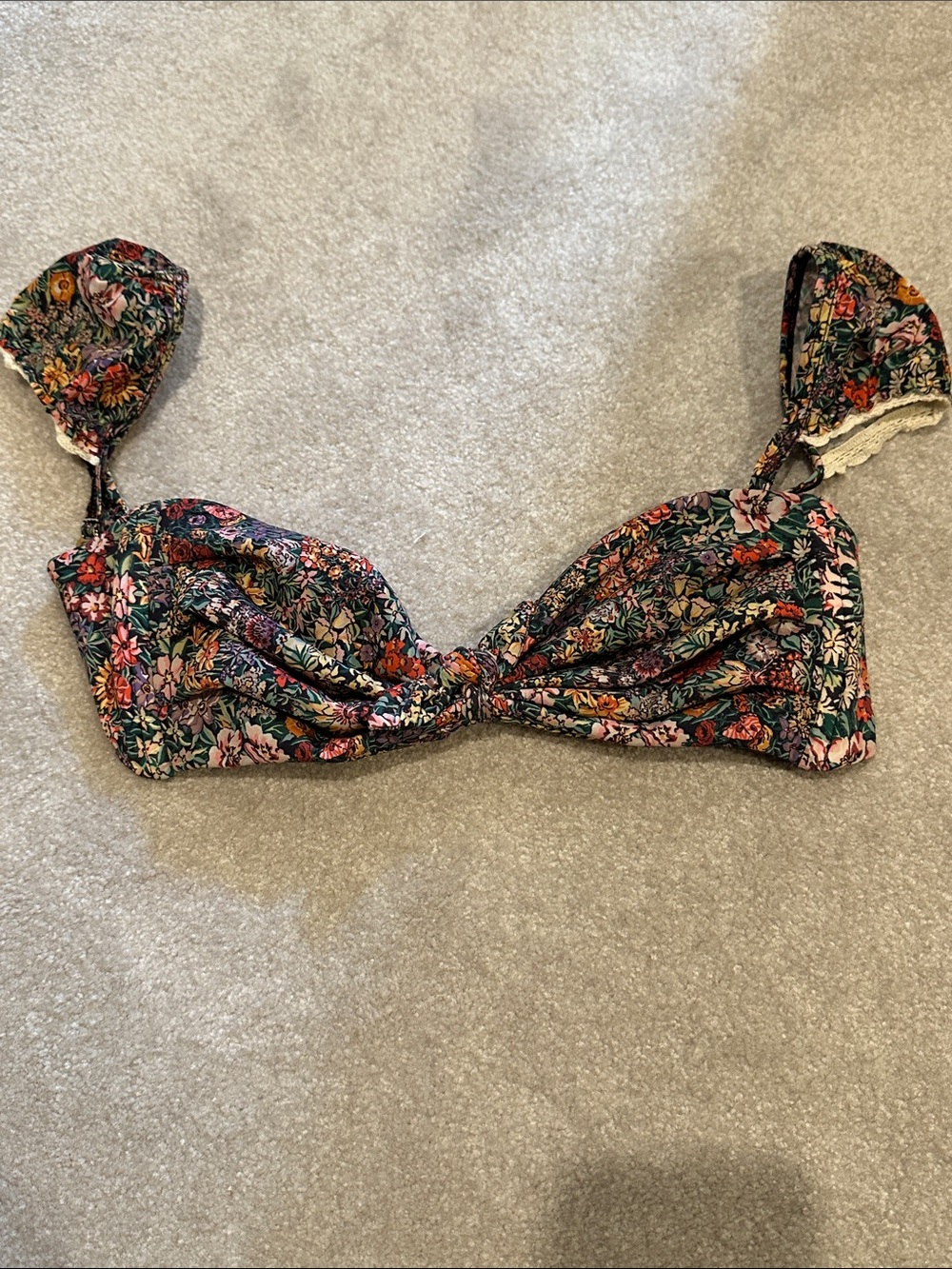 Montce Floral Twist Bikini Top in Black Multicolor